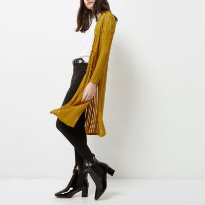 Mustard ladder longline cardigan